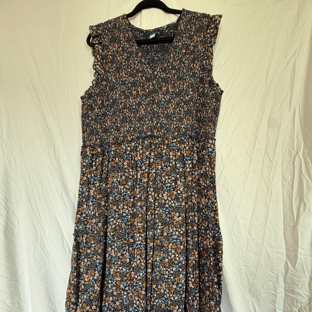 Old Navy Floral Maxi Dress -  Blue W/ Ditzy Flowers